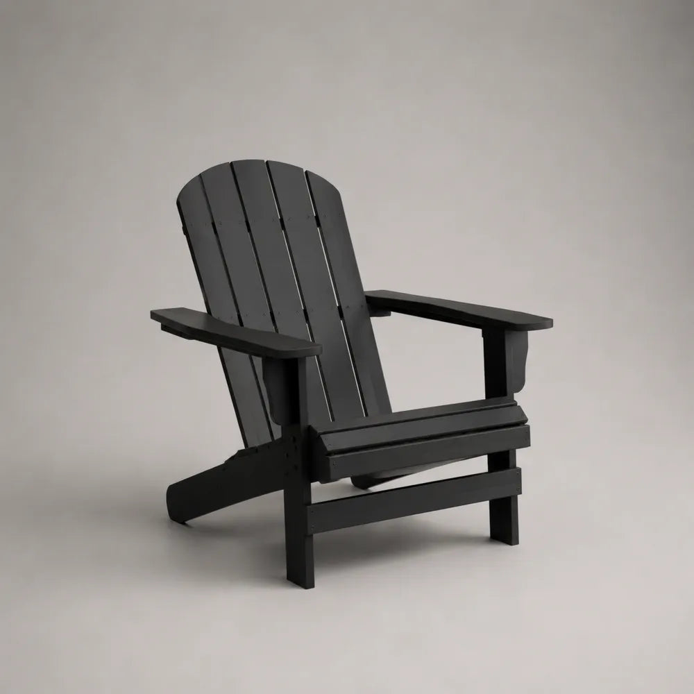 Sedia da giardino stile Adirondack in legno massello verniciato nero con braccioli 75 cm 85 cm 90 cm