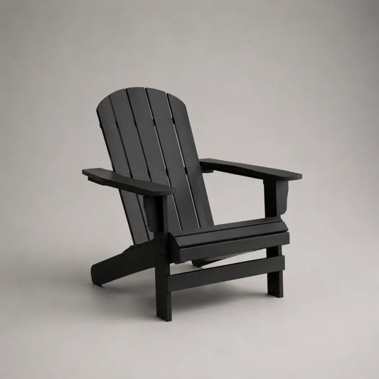 Sedia da giardino stile Adirondack in legno massello verniciato nero con braccioli 75 cm 85 cm 90 cm
